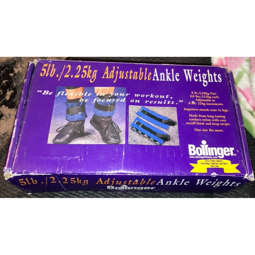 Set of 2 Bollinger Adjustable Blue Workout Ankle Weights 2.5 lb Each Vintage